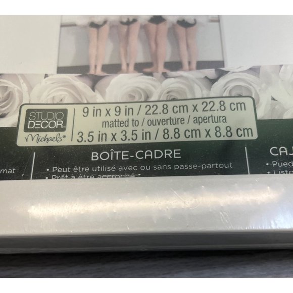 White Shadowbox Michaels Studio Decor 9 Inch Square Matted 3.5" x 3.5" - Picture 3 of 6